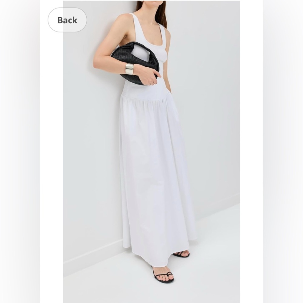 NWT 188.00 Susana Monaco Women's Poplin Drop Waist Maxi Skirt White Medium